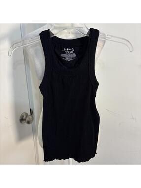 Free People Intimately Black Knit Razorback Crop Tank Womens Med/Large New NWOT